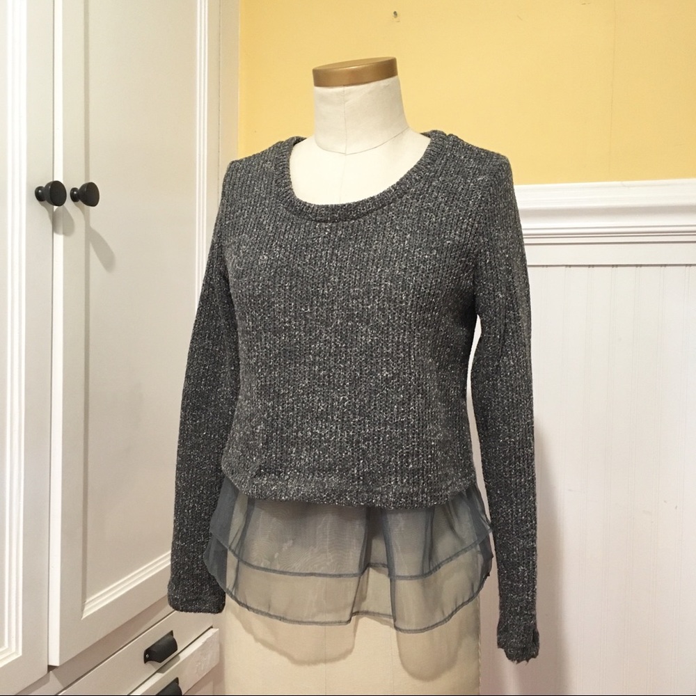JOA grey knit cropped sweater